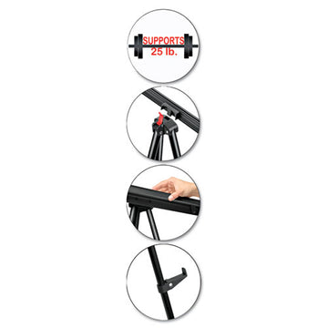 MasterVision® Telescoping Tripod Display Easel, Adjusts 35" To 64" High, Metal, Black freeshipping - TVN Wholesale